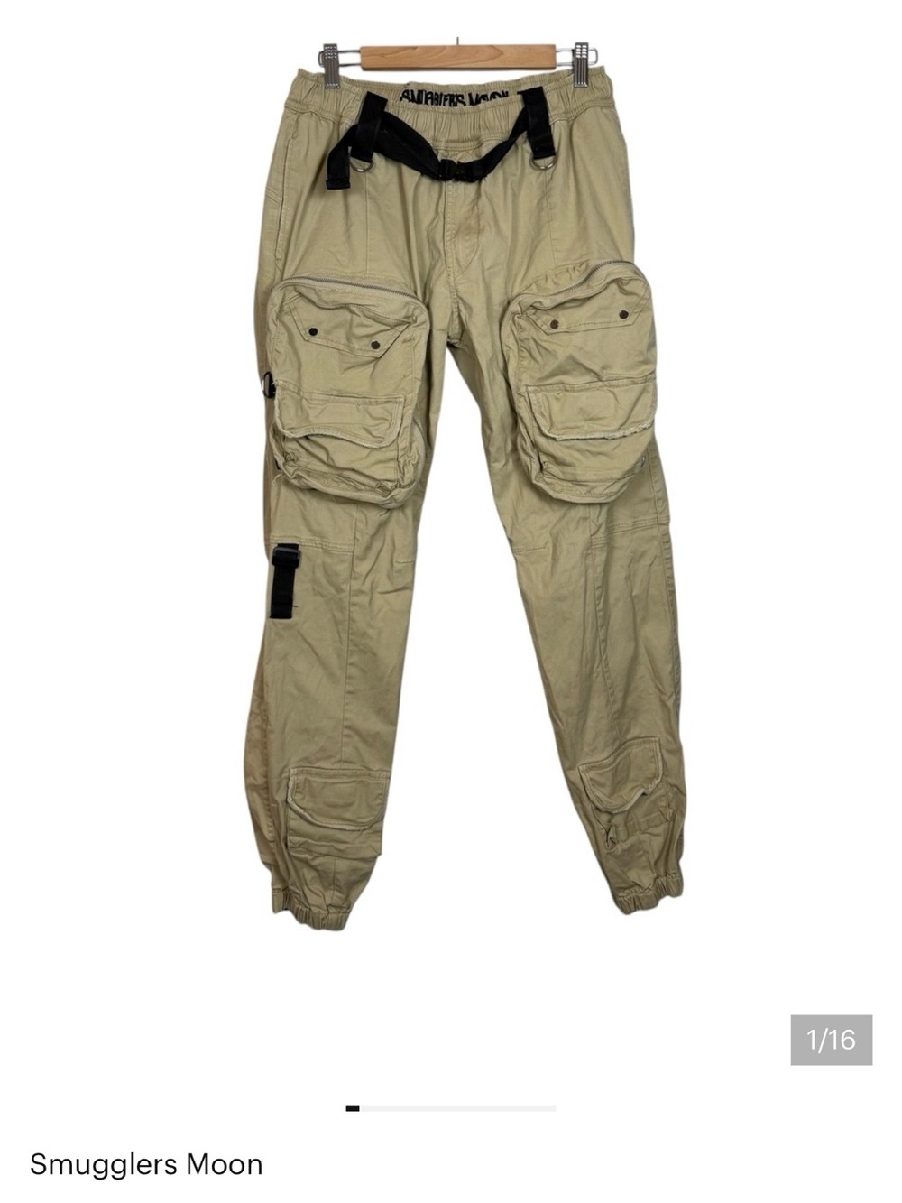 Men's Tan Cargo Utility Pants with Belt